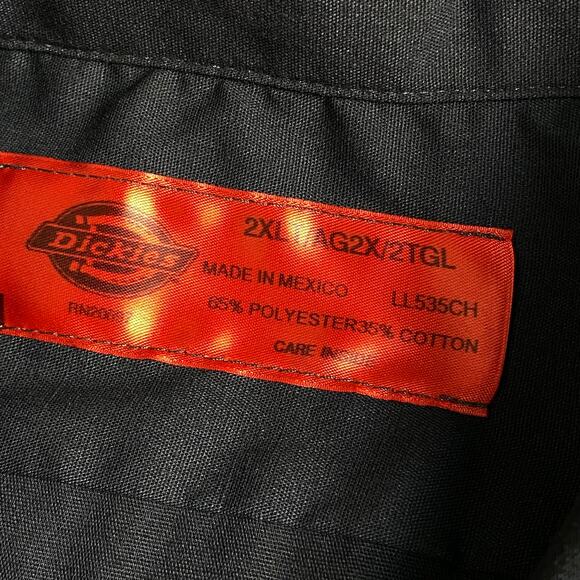 Dickies Work Wear Dark Gray Button Up Long Sleeve Shirt 2XLT TALL Chest Pocket - Picture 4 of 6